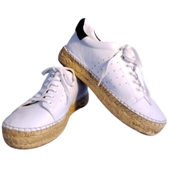 MARC FISHER LTD Shoes - MARC FISHER LTD MLMANDI White Leather Espadrille Sneakers Womens Size 6.5